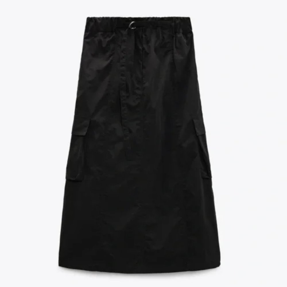 NWT Zara nylon cargo skirt black - Picture 3 of 9